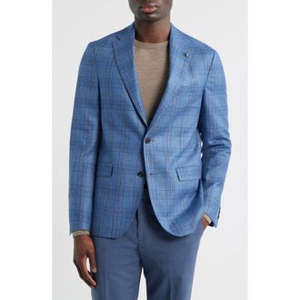 Jack Victor Midland Contemporary Fit Blue Plaid Wool Sport Coar at Nordstrom, Size 42 Regular