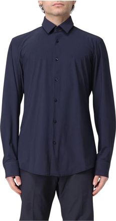 HUGO BOSS Casual Shirts, male, Blue, XS, Blue Long Sleeve Dress Shirt