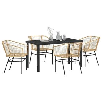 Berkfield Home Modern 5 Piece Garden Dining Set Brown Poly Rattan