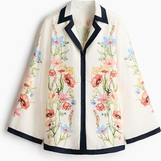 H&M Bedruckte Bluse aus Lyocell - Cremefarben/Gebl&uuml;mt