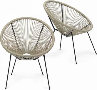 Oviala Oviala - Lote de 2 sillones de jardín tipo alambre ovo - Topo