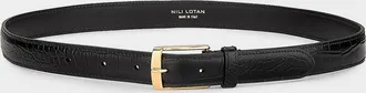 Nili Lotan Dana Croc-Embossed Leather Belt