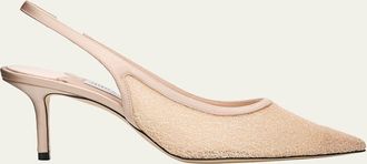 Jimmy Choo London 65mm Love Lace Satin Slingback Pumps