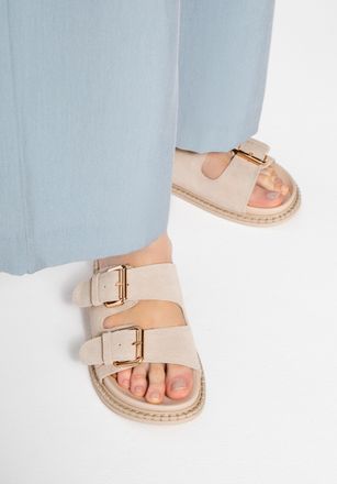 Wittchen Beige su&egrave;de leren slippers voor dames