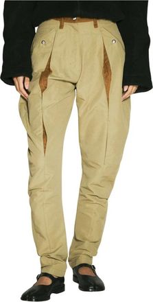 Kiko Kostadinov Broek met ribfluwelen afwerking - Dames - Straight fit broeken - Beige - S - Katoen - Broeken
