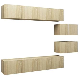 Berkfield Home 6 Piece TV Cabinet Set Sonoma Oak Engineered Wood in Light Tan
