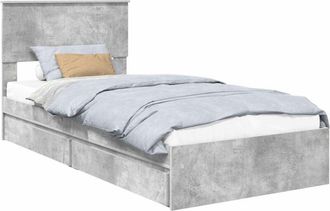 vidaXL Cama Con Almacenamiento Con Cabecera Gris Concreto 90 X 190 Cm Vidaxl