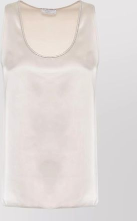 PESERICO sleeveless top scoop neck satin viscose