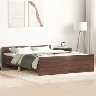 vidaXL Estructura De Cama Con Cabecero Piecero Roble Marr&oacute;n 120x190 Cm Vidaxl