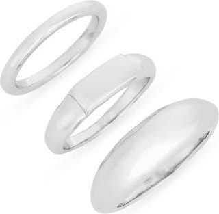 Nordstrom Rack Demi-Fine 3-Pack Assorted Rings in Silver at Nordstrom Rack, Size Medium/large
