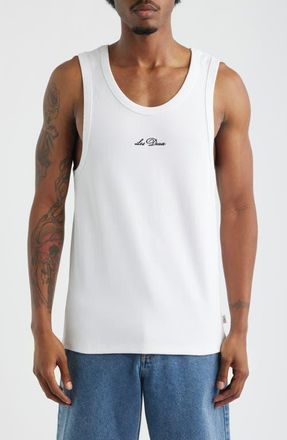 Les Deux Arthur Logo Embroidered Rib Tank in White at Nordstrom, Size Xx-Large
