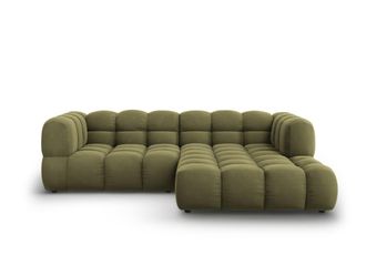 Cosmopolitan Design Sof&aacute; esquinero modular derecho 3 plazas de terciopelo verde claro