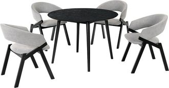 Armen Living Arcadia And Talulah 42In Round Wood 5Pc Dining Set