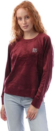 DKNY Damessweatshirt DKNY Velours Logo Crew Neck in Bourgondië