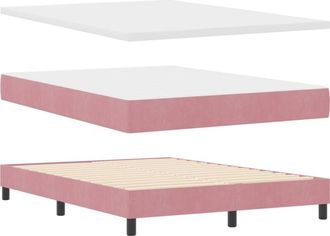 vidaXL Vidaxl - Box Spring Bed with Mattress Dark Grey 80x200 cm Velvet Pink