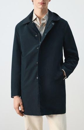 Mango Water Repellent Parka with Removable Hood in Navy at Nordstrom, Size Xx-Large