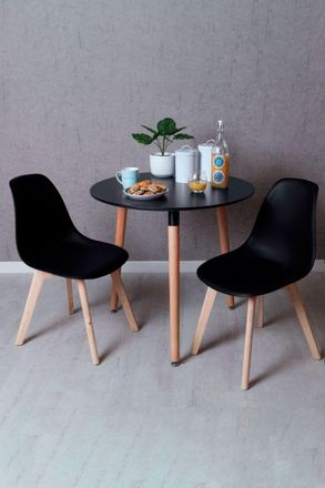 Regalos Miguel Regalos Miguel - Black Friday - Conjunto Mesa Tower Redonda 80 Cm Negra Y Pack 2 Sillas Kelen - Negro