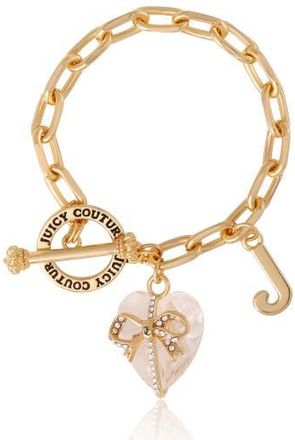 Juicy Couture Heart Stone & J Charm Bracelet in Clear at Nordstrom, Size 7.5
