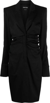 Tom Ford ruch tailored midi dress - women - Spandex/Elastane/Cotton/Spandex/Elastane/Silk - 40 - Black