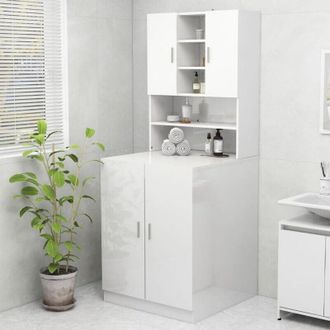 vidaXL Armario De Lavadora Blanco Brillante 70,5x25,5x90 Cm Vidaxl