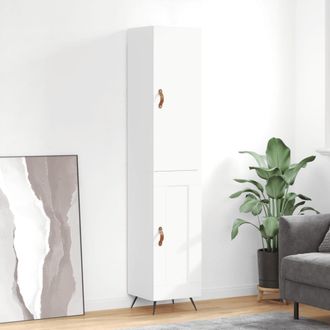 vidaXL Vidaxl - Aparador Alto Madera Contrachapada Blanco Brillo 34,5x34x180 Cm
