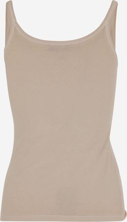 Blumarine Womens Jersey Top With Cast-Effect Logo Beige Cotton Tops
