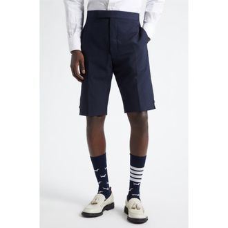 Thom Browne Fit 1 Wool Backstrap Shorts in Navy at Nordstrom, Size 2