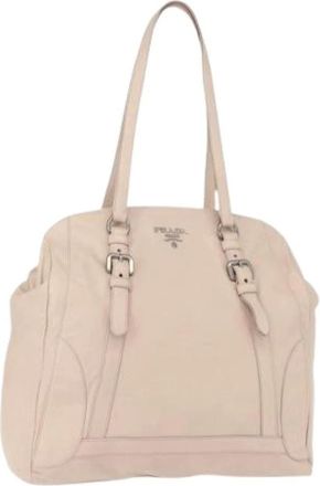 Prada Pre-owned Shoulder Bags, female, Beige, Size: ONE SIZE Pre-owned Vintage Leather Shoulder Bag