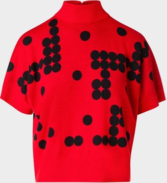 Akris Dot Grid Jacquard Merino Wool Knit Sweater