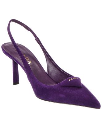 Prada Suede Pointy-Toe Slingback Pump