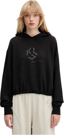 Karl Lagerfeld Hoodies & sweatvesten, Dames, Zwart, M, Katoen, Hooded Sweatshirt