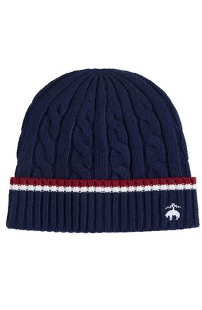 Brooks Brothers Cashmere Blend Tennis Stripe Cable Hat in Navy at Nordstrom