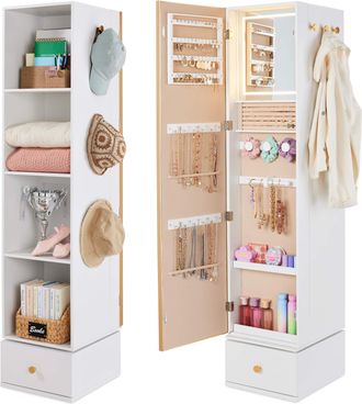 Best Choice Products 66 360 Rotating Jewelry Armoire Organizer, Full-Length Mirror, Closet W/ Storage & Vanity