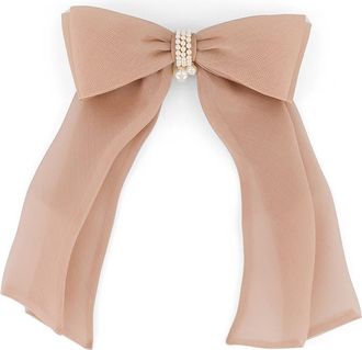 Alexandre de Paris Organza silk bow barette in Beige at Nordstrom