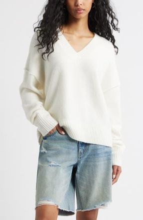 BP. Oversize Cozy V-Neck Sweater in Ivory at Nordstrom Rack, Size Large