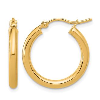 Diamond2Deal 14k Gold 2.5mm Round Shape Lightweight Tube Hoop Earrings