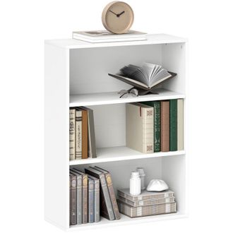 HOMCOM Homcom - Librer&iacute;a De 3 Niveles Estanter&iacute;a De Libros Con 2 Estantes Ajustables Para Sala De Estar Oficina Dormitorio 60x24x80 Cm Blanco