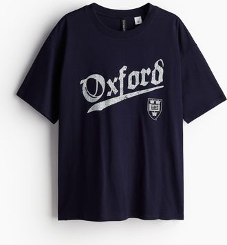 H&M Oversized T-Shirt mit Print - Blue
