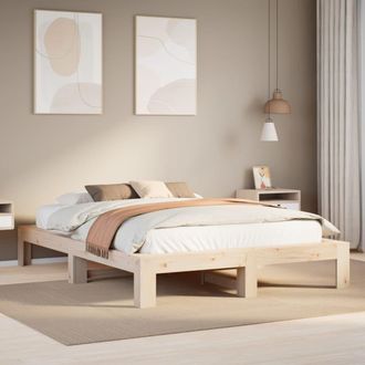 Berkfield Home Bed Frame without Mattress 150x200 cm King Size Solid Wood Pine in Brown