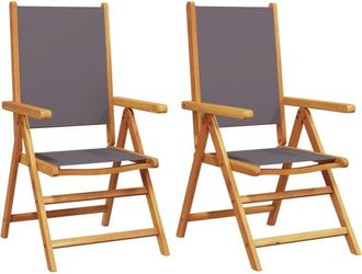 vidaXL Vidaxl - Garden Chairs 2 pcs Anthracite Solid Wood Acacia and Fabric