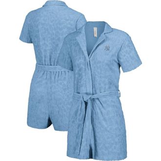 Lusso Womens Lusso Blue New York Yankees Trixie Cheetah Romper at Nordstrom, Size Xx-Large