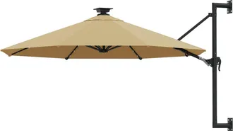 vidaXL Vidaxl - Sombrilla De Jard&iacute;n De Pared Con Luces Led Taupe 300 Cm