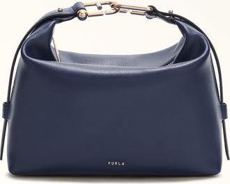 Furla Tonie Borsa A Spalla M Mediterraneo Blu Pelle Morbida Testurizzata Ares Donna