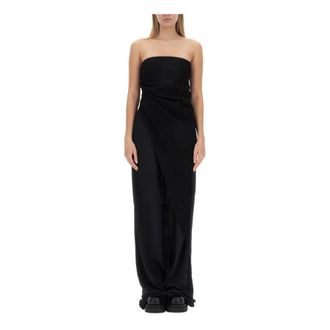 Rick Owens Gowns, female, Black, Size: S Asymmetrical Long Top