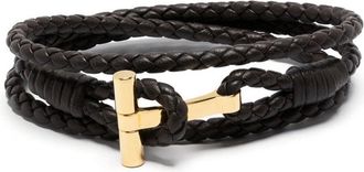 Tom Ford LEATHER T WRAP BRACELET Size: XL, colour: BROWN