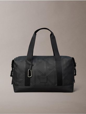 Calvin Klein Mens Emblem Logo Rubberized Duffle Bag - Black