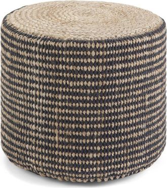 Simpli Home Larissa Boho Round Braided Pouf