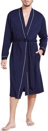 Eberjey William Stretch Tencel Modal Robe in True Navy/Ivory at Nordstrom, Size X-Large