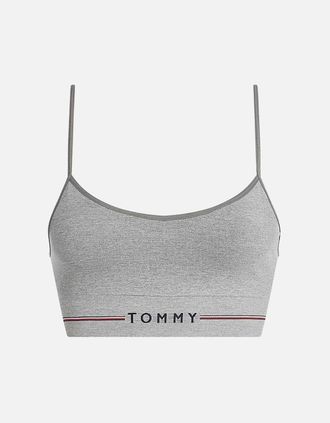 Tommy Hilfiger Womens Seamless Logo Unlined Bralette, Medium Grey Heather - Size: 16/18/16
