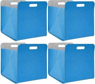 No Brand No Brand - 4 Cajas almacenaje fieltro 33x33x38cm Cesta Estantería Kallax Inserción Azúl